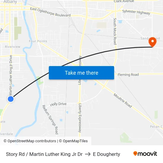 Story Rd / Martin Luther King Jr Dr to E Dougherty map