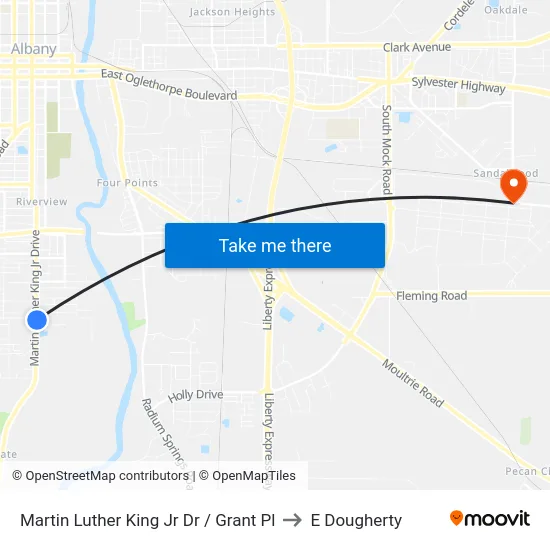 Martin Luther King Jr Dr / Grant Pl to E Dougherty map
