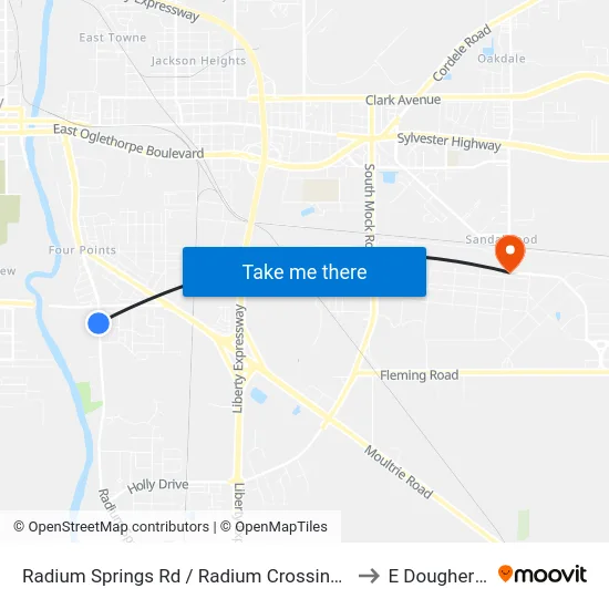 Radium Springs Rd / Radium Crossings to E Dougherty map