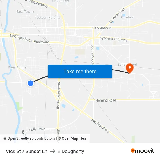 Vick St / Sunset Ln to E Dougherty map