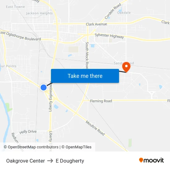 Oakgrove Center to E Dougherty map