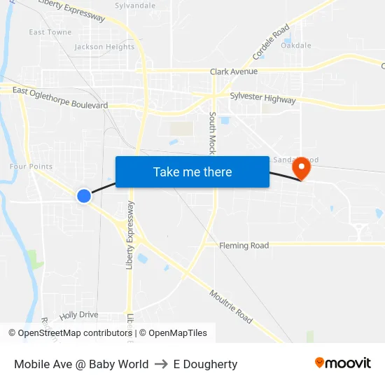 Mobile Ave @ Baby World to E Dougherty map