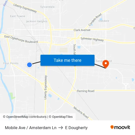 Mobile Ave / Amsterdam Ln to E Dougherty map