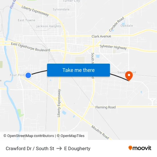 Crawford Dr / South St to E Dougherty map