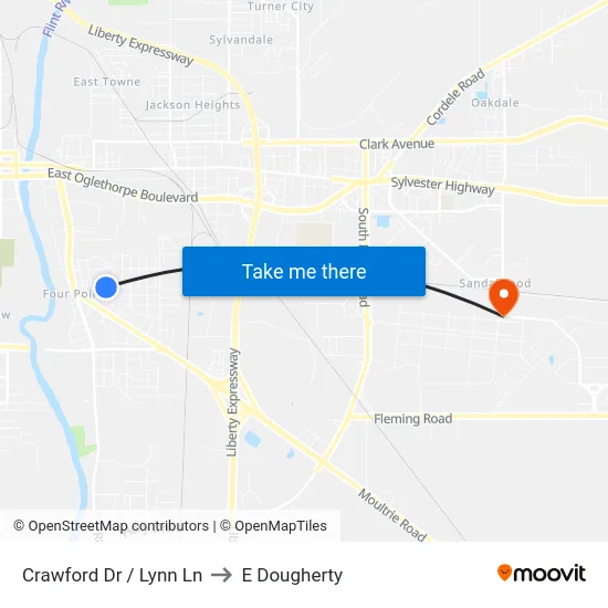 Crawford Dr / Lynn Ln to E Dougherty map