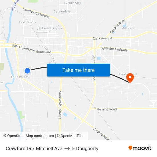 Crawford Dr / Mitchell Ave to E Dougherty map