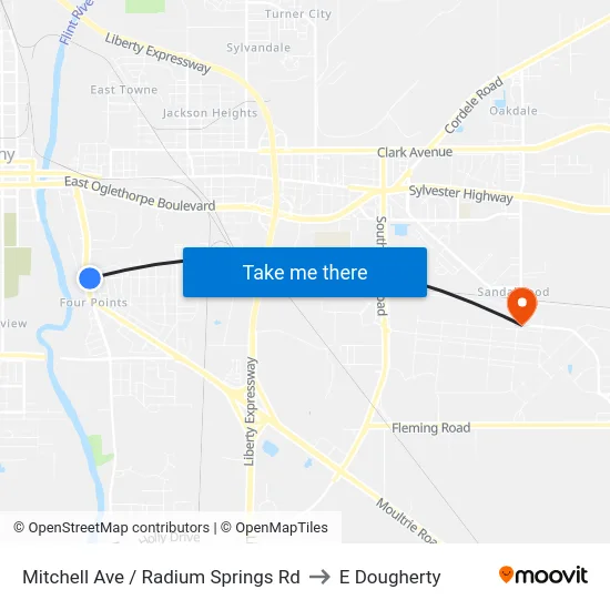 Mitchell Ave / Radium Springs Rd to E Dougherty map