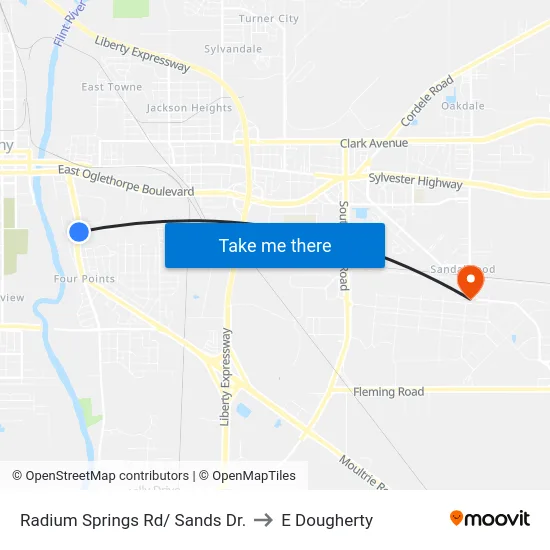 Radium Springs Rd/ Sands Dr. to E Dougherty map