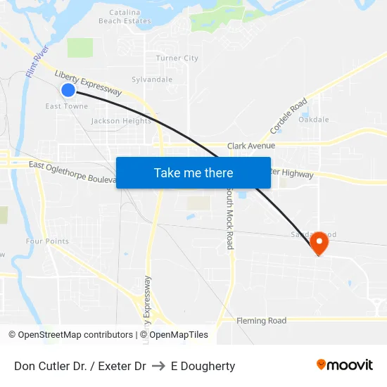 Don Cutler Dr. / Exeter Dr to E Dougherty map