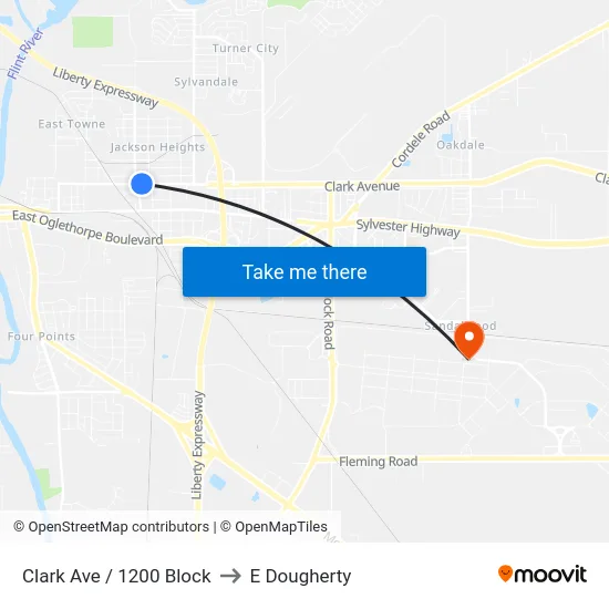 Clark Ave / 1200 Block to E Dougherty map