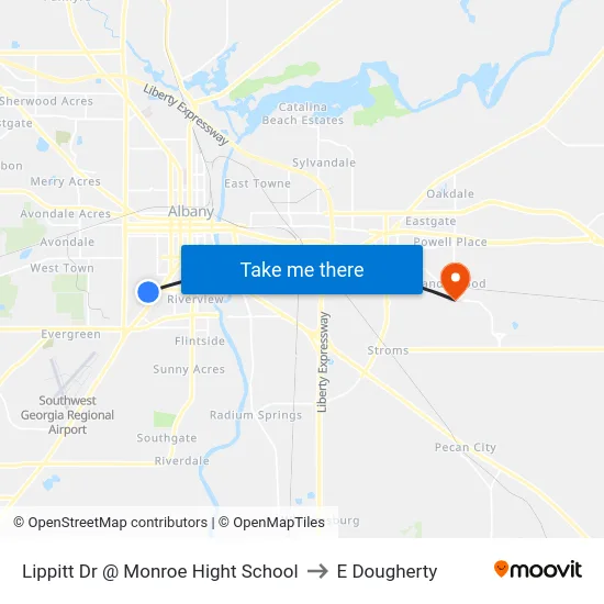 Lippitt Dr @ Monroe Hight School to E Dougherty map