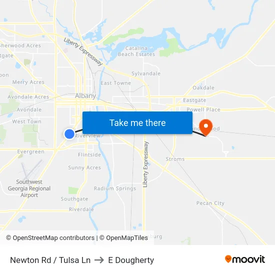 Newton Rd / Tulsa Ln to E Dougherty map