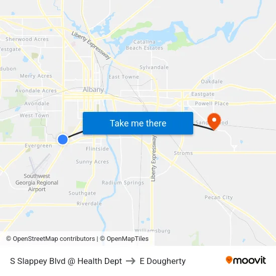 S Slappey Blvd @ Health Dept to E Dougherty map