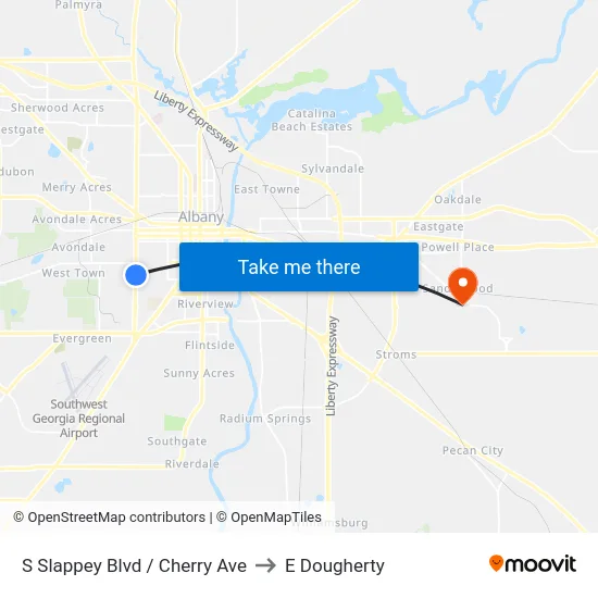 S Slappey Blvd / Cherry Ave to E Dougherty map