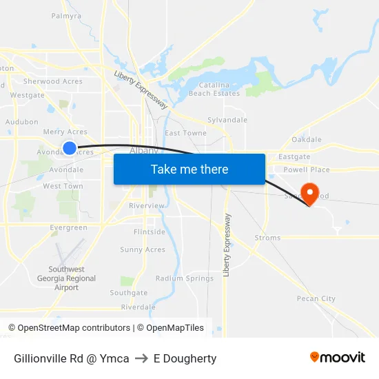 Gillionville Rd @ Ymca to E Dougherty map