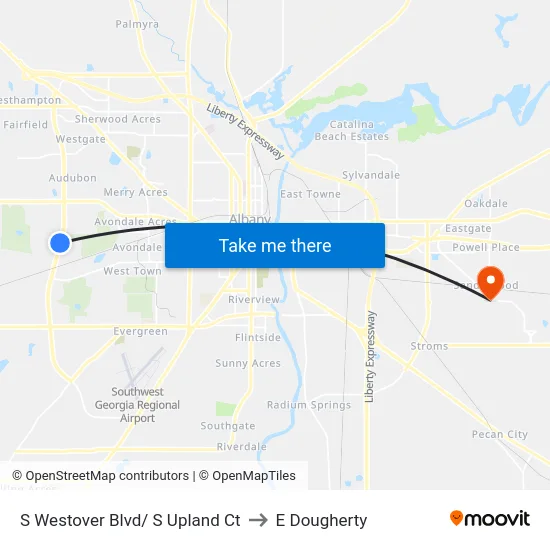 S Westover Blvd/ S Upland Ct to E Dougherty map