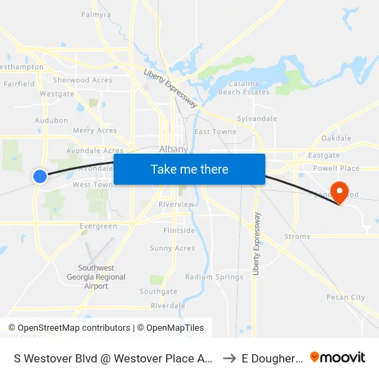 S Westover Blvd  @ Westover Place Apt. to E Dougherty map