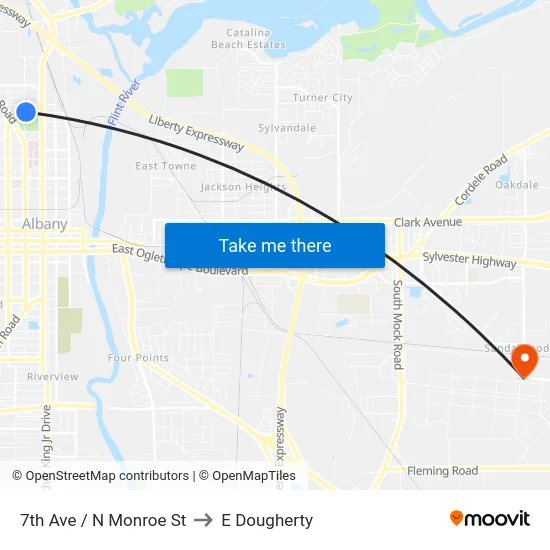 7th Ave / N Monroe St to E Dougherty map