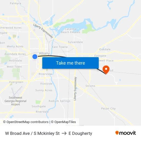 W Broad Ave / S Mckinley St to E Dougherty map