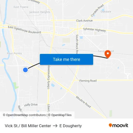 Vick St./ Bill Miller Center to E Dougherty map