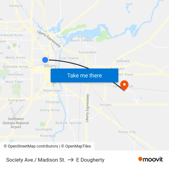 Society Ave./ Madison St. to E Dougherty map