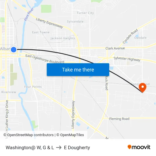 Washington@ W, G & L to E Dougherty map