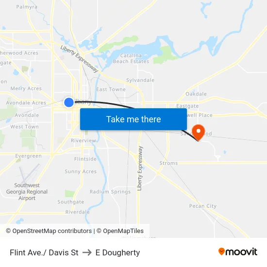 Flint Ave./ Davis St to E Dougherty map
