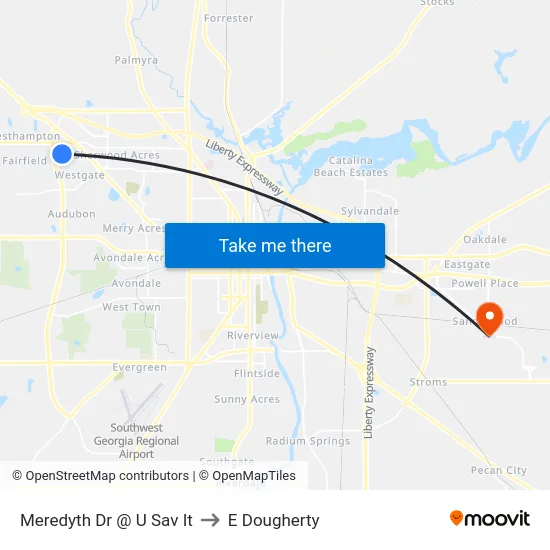 Meredyth Dr @ U Sav It to E Dougherty map