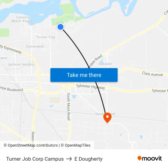 Turner Job Corp Campus to E Dougherty map