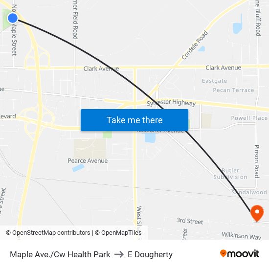 Maple Ave./Cw Health Park to E Dougherty map