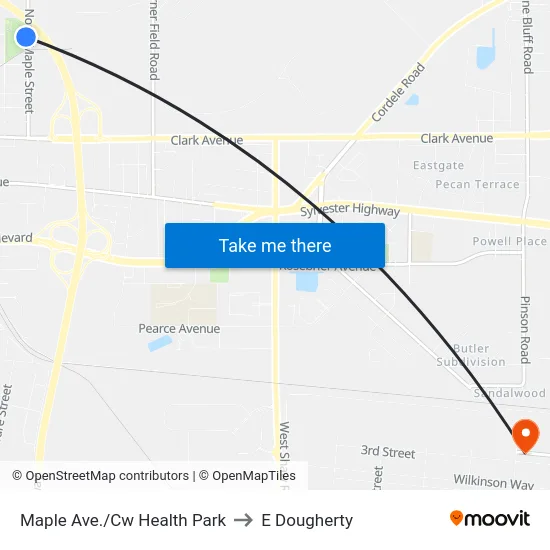 Maple Ave./Cw Health Park to E Dougherty map