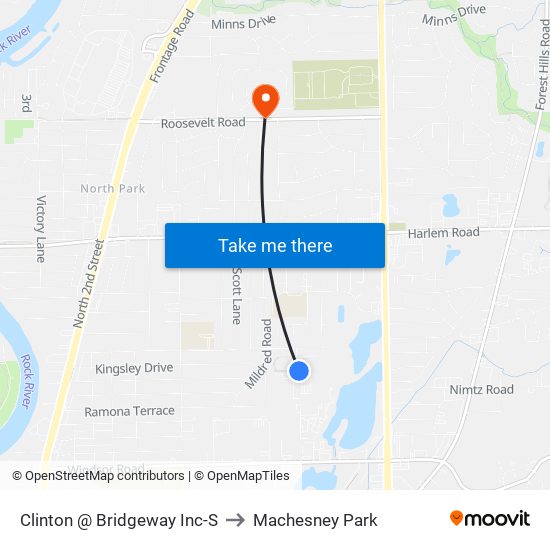Clinton @ Bridgeway Inc-S to Machesney Park map