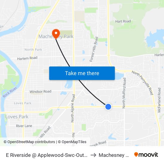 E Riverside @ Applewood-Swc-Outbound to Machesney Park map