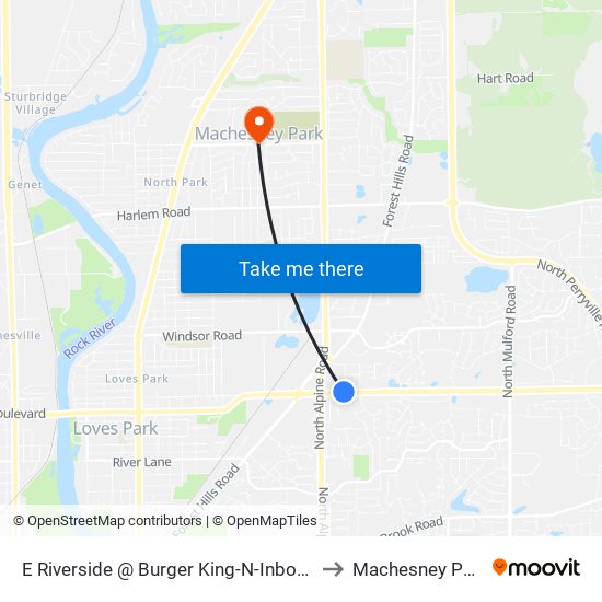 E Riverside @ Burger King-N-Inbound to Machesney Park map