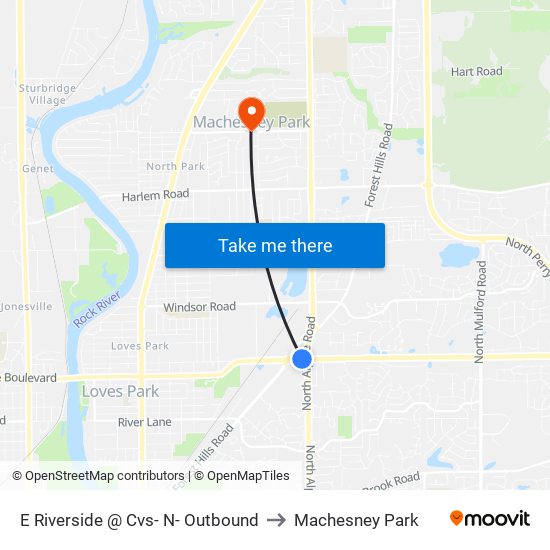 E Riverside @ Cvs- N- Outbound to Machesney Park map