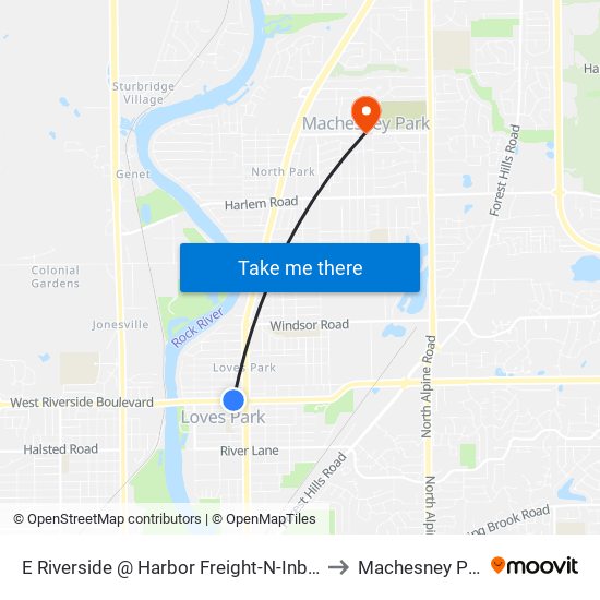 E Riverside @ Harbor Freight-N-Inbound to Machesney Park map