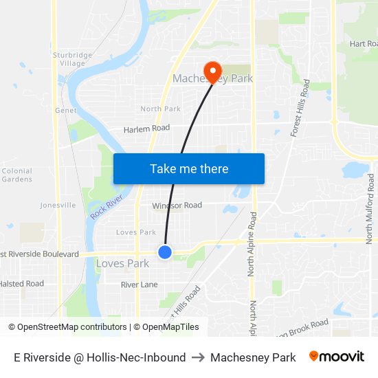 E Riverside @ Hollis-Nec-Inbound to Machesney Park map