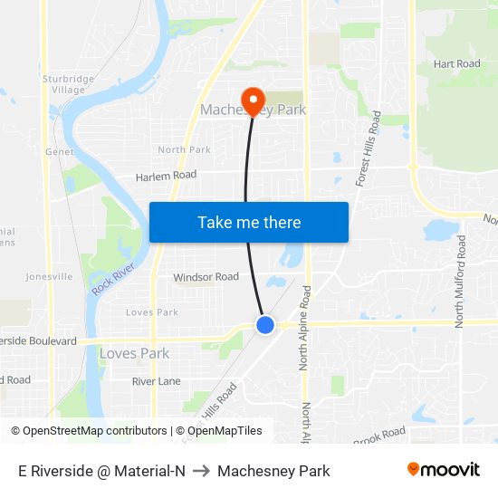 E Riverside @ Material-N to Machesney Park map