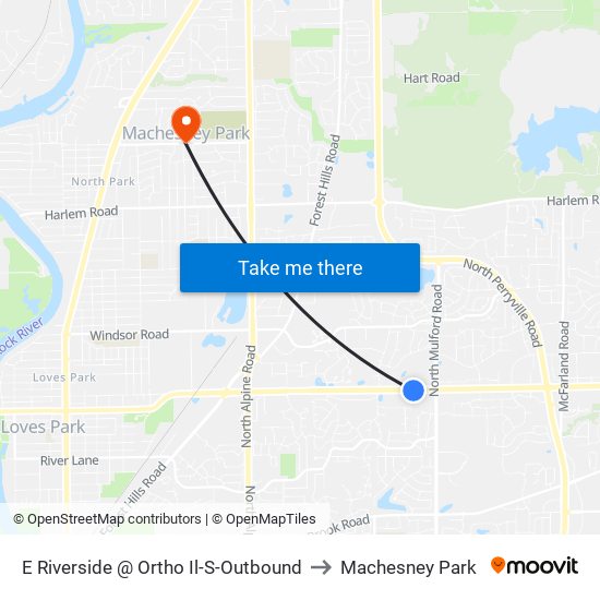 E Riverside @ Ortho Il-S-Outbound to Machesney Park map
