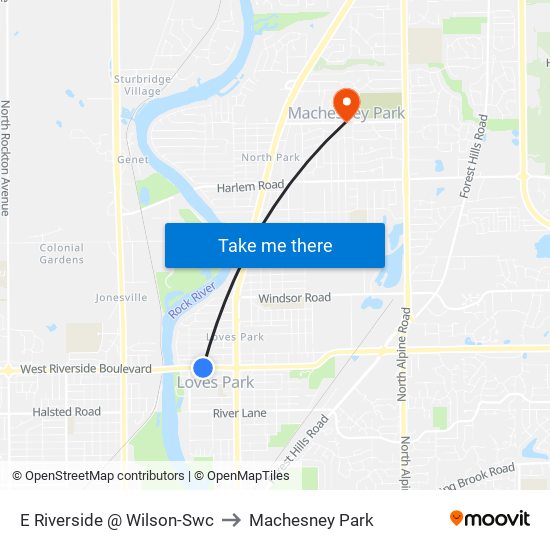 E Riverside @ Wilson-Swc to Machesney Park map