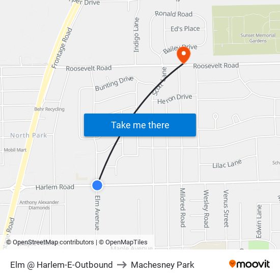 Elm @ Harlem-E-Outbound to Machesney Park map