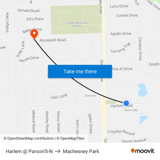 Harlem @ Parson'S-N to Machesney Park map