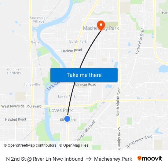 N 2nd St @ River Ln-Nwc-Inbound to Machesney Park map