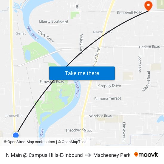 N Main @ Campus Hills-E-Inbound to Machesney Park map