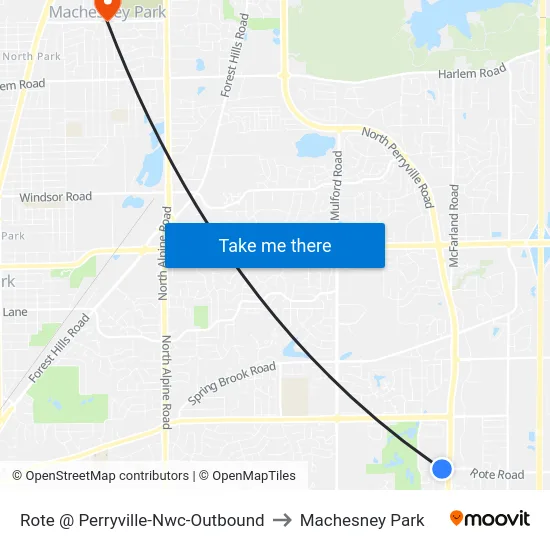 Rote @ Perryville-Nwc-Outbound to Machesney Park map