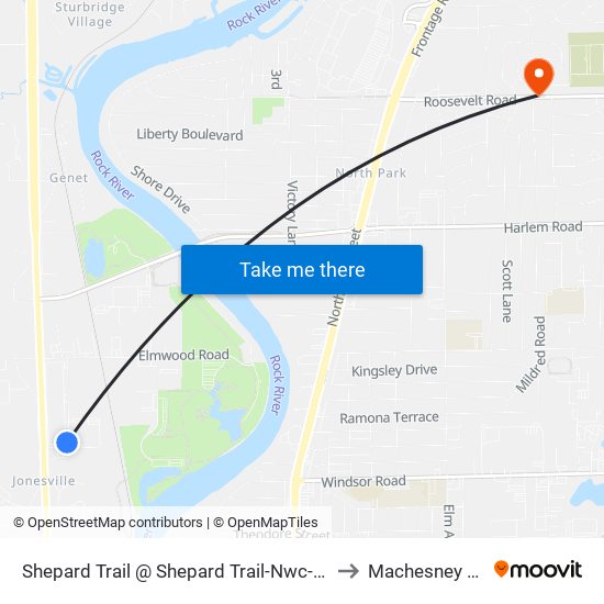 Shepard Trail @ Shepard Trail-Nwc-Inbound to Machesney Park map