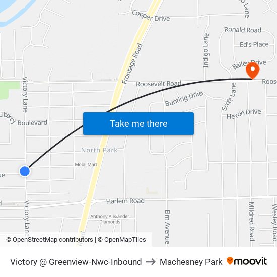 Victory @ Greenview-Nwc-Inbound to Machesney Park map