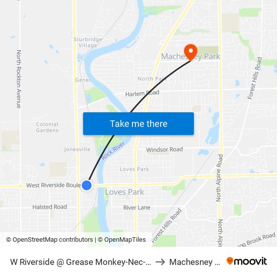 W Riverside @ Grease Monkey-Nec-Inbound to Machesney Park map