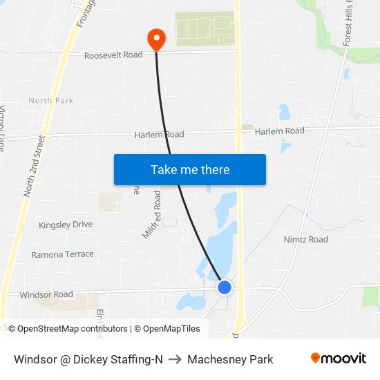 Windsor @ Dickey Staffing-N to Machesney Park map