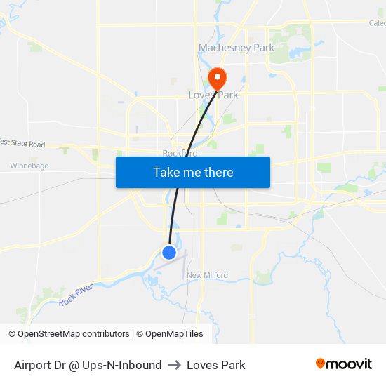 Airport Dr @ Ups-N-Inbound to Loves Park map